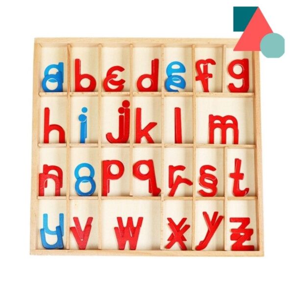 Caja para aprender a leer con abecedario multicolor para método Montossori